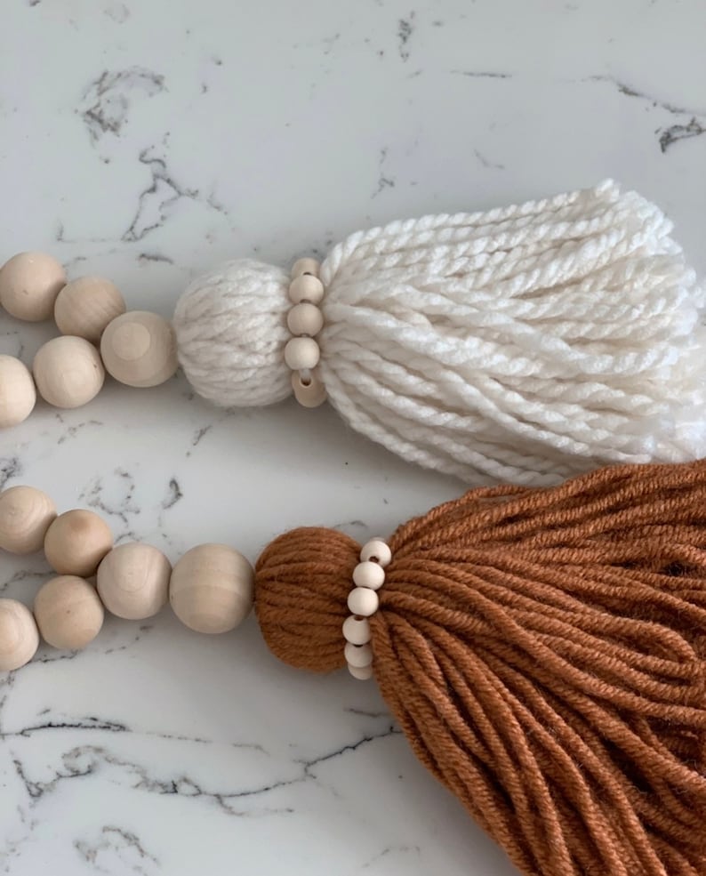 Wooden Bead Tassels Tassels Rustic Home Decor Farmhouse Etsy