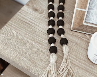 Minimalist home decor, tassels, black tassels, wooden tassels, chunky home tassels