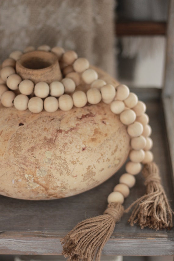 Neutral Home Wooden Bead Garland Farmhouse Garland Scandinavian