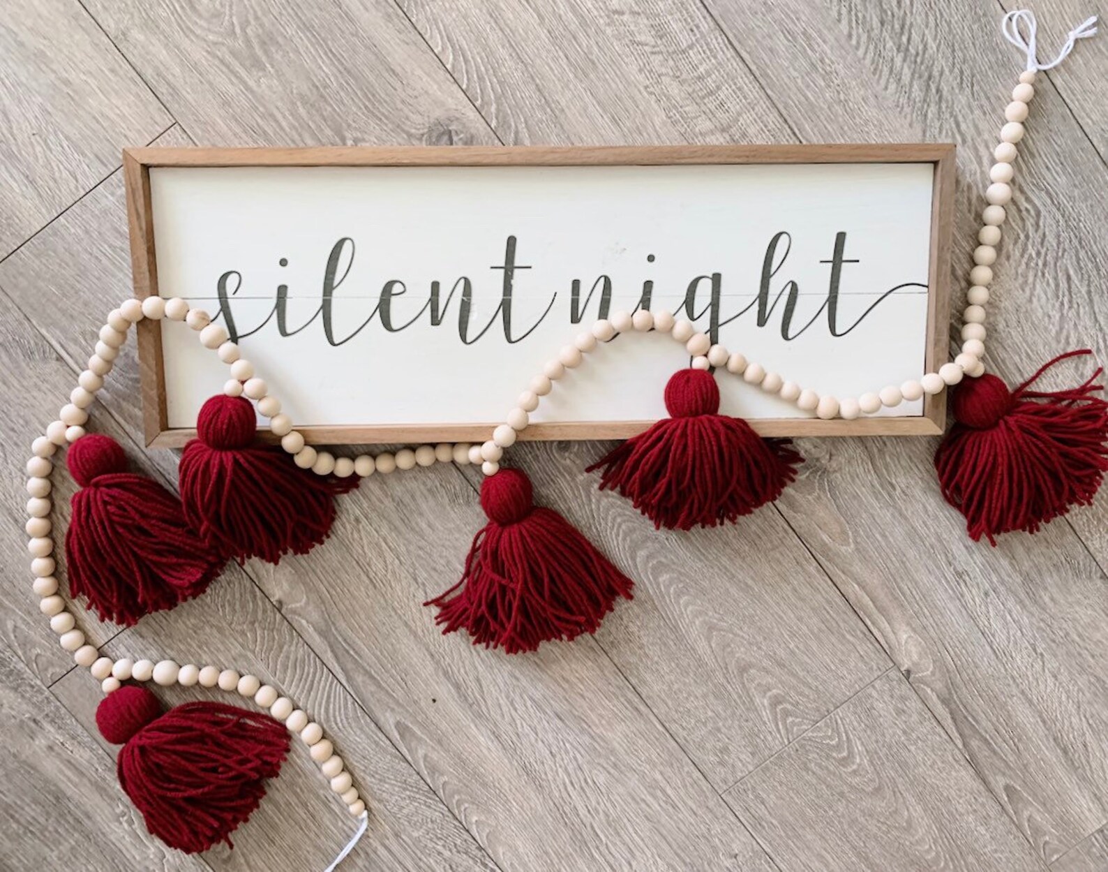 Holiday Tassel Garland Red Tassel Garland Wood Beaded Tassel Etsy