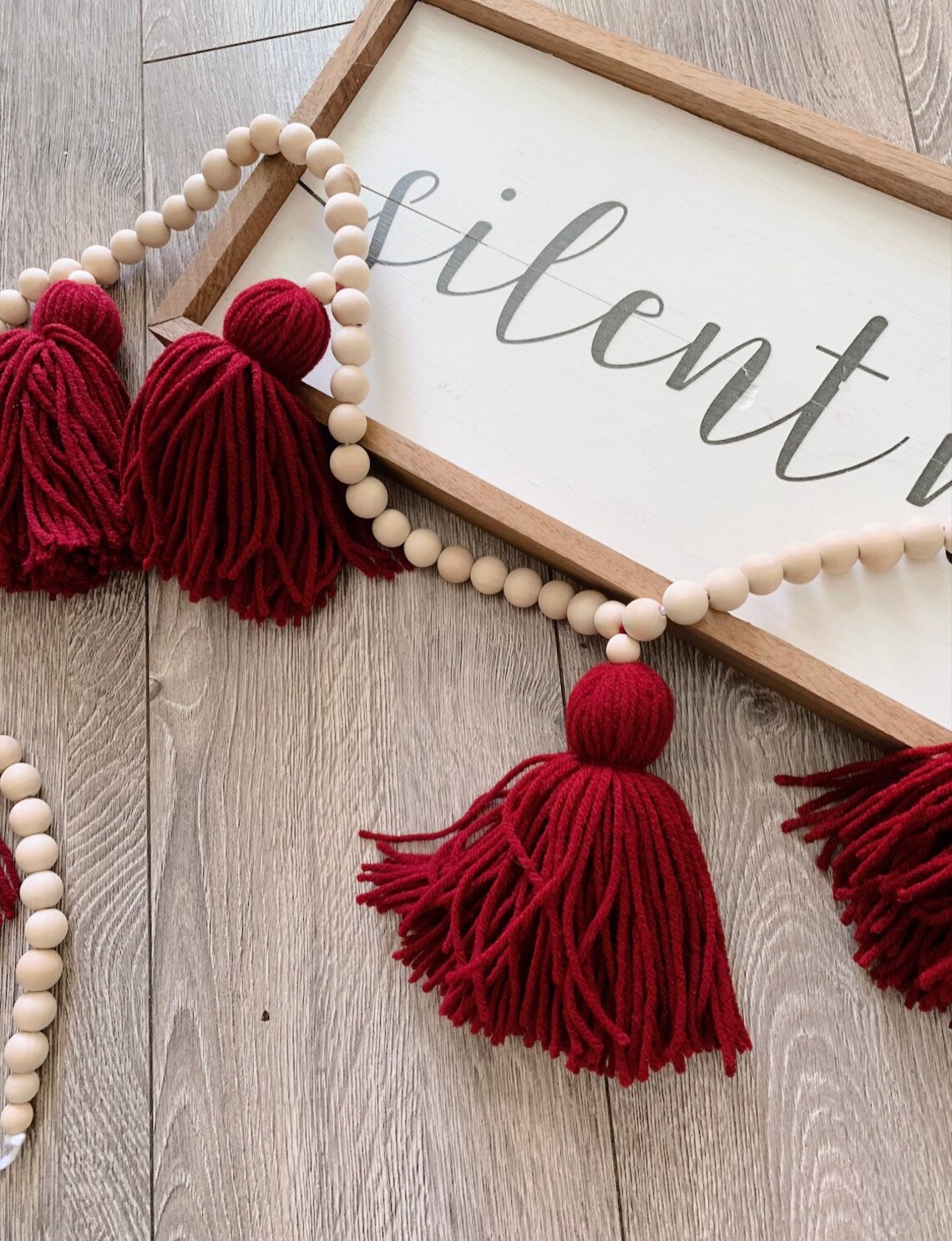 Holiday Tassel Garland Red Tassel Garland Wood Beaded Tassel Etsy