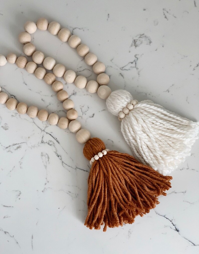 Wooden Bead Tassels Tassels Rustic Home Decor Farmhouse Etsy