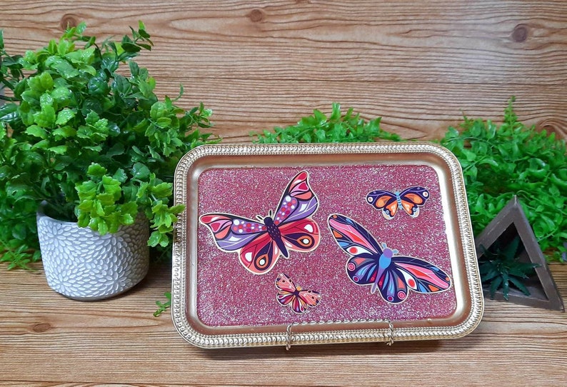 Rose Gold Butterfly Tray