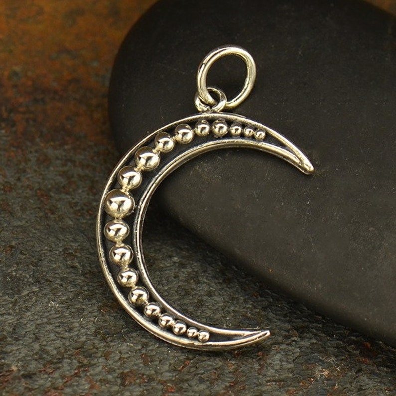 Jewelry Supplies Pendants Crescent Moon with Granulation Jewelry Findings Celestial Charms
