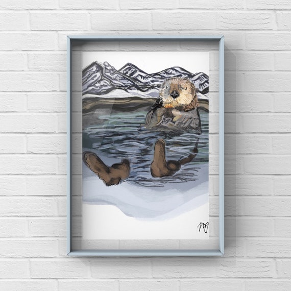 NEW Alaskan Sea Otter Original Art Print | Etsy