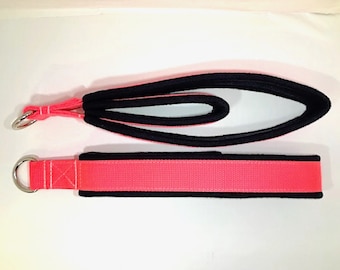 Set double loop padded pilates straps, reformer straps, pilates straps, pilates reformer straps, pilates foot straps, Coral