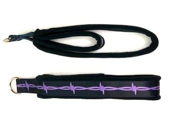 Pilates double loop padded straps, pilates straps, pilates reformer straps, reformer double loop padded straps, "Purple barbed wire" pattern