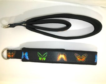 Pilates double loop padded straps, pilates straps, pilates reformer straps, reformer double loop padded straps, "Butterflies on black"