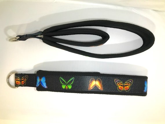 Pilates double loop padded straps, pilates straps, pilates reformer straps,  reformer double loop padded straps, Butterflies on black