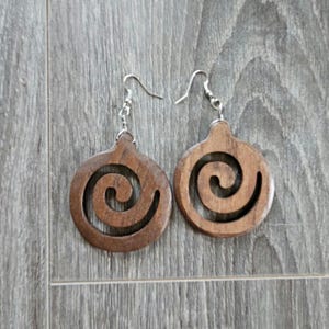 Wooden Spiral Earrings