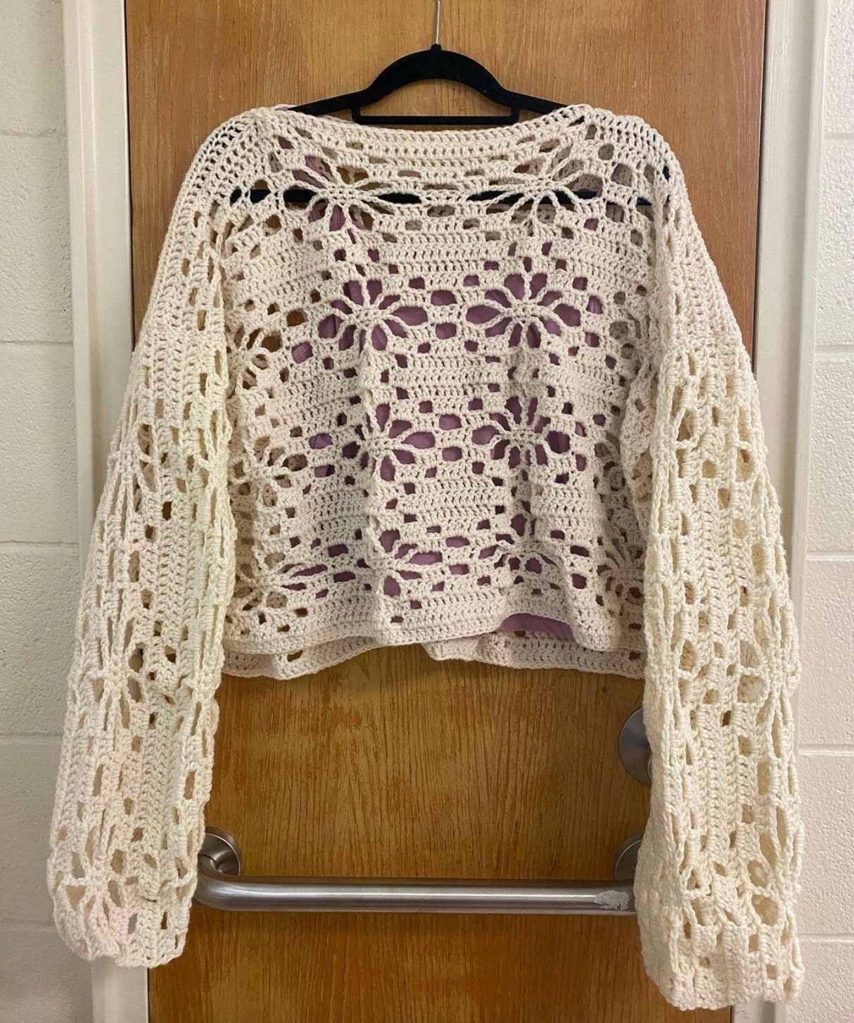 Flower Crochet Sweater Crochet Long Sleeve Top Handmade Etsy