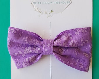 Liberty of London girls bow hairclip- Tana Lawn purple capel- gift for her- hair accessory- party favours- gift for girls- birthday gift