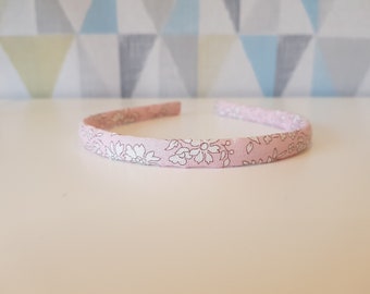 Liberty of London skinny head band-alice band-hairband-tana lawn pink capel print-hair accessory-gift for her