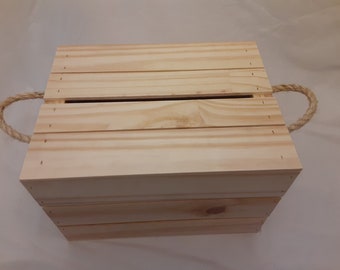 Gift card crate, wedding card box, rustic gift card crate, gift card crate with handles,special event card box,graduation event box,lockable