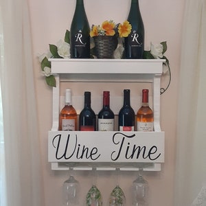 White Wine Rack: Wall Mounted Wine & Glass Holder