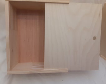 Wood Gift Crate with Sliding Lid - Unfinished Wood Box (15x15x4.5)