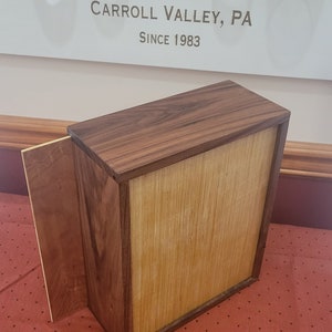 walnut hidden bottom sliding lid box