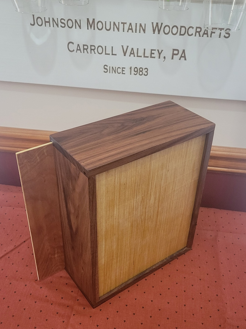 walnut hidden bottom sliding lid box