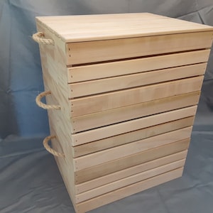 Stacking Wood Tote Crates with Rope Handles: Kids Storage