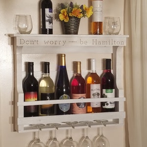 Customizable Wine Rack: Rustic Wall Shelf for 6 Bottles & 5 Glasses