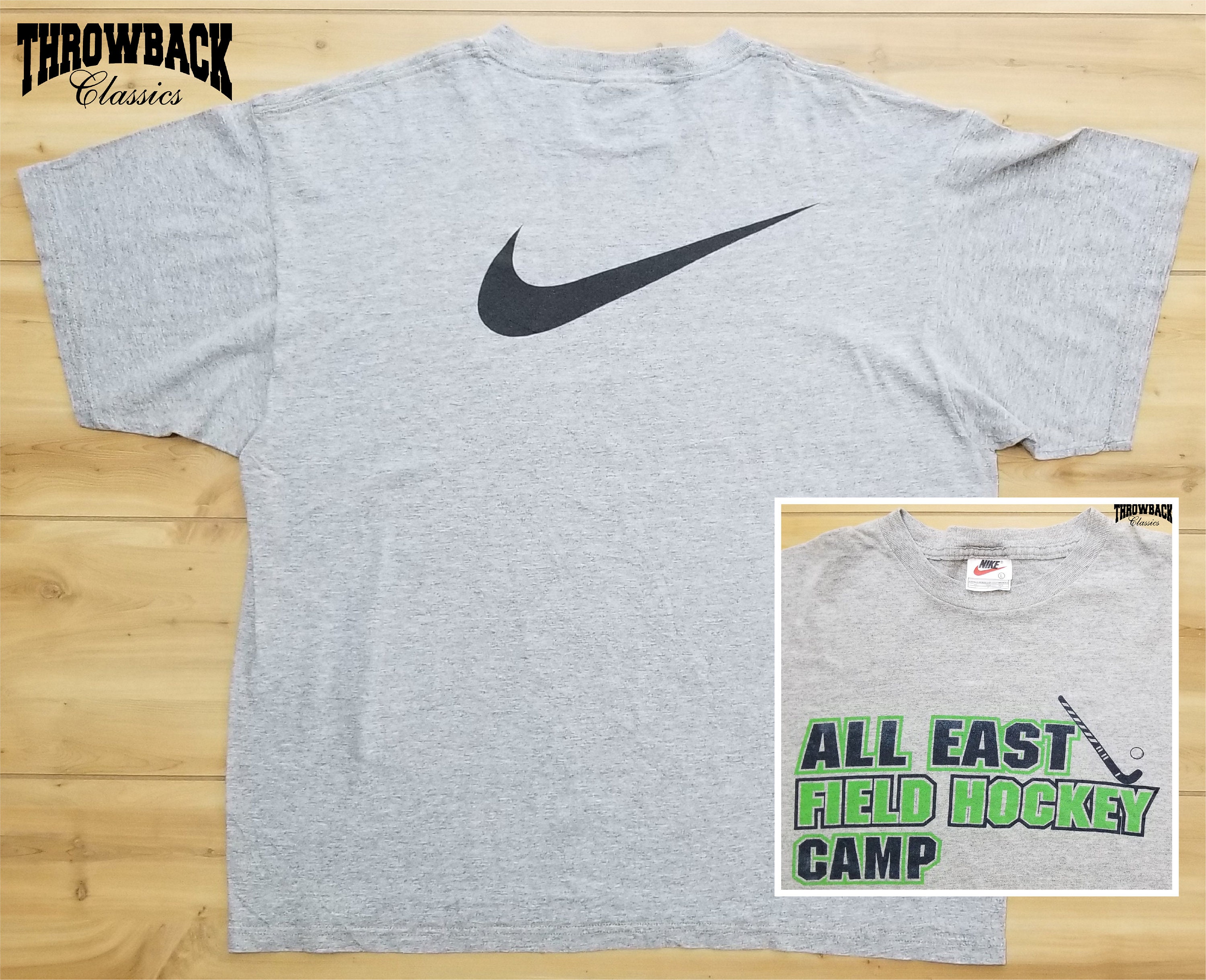 Vintage Nike 90s Tee Shirt White Tag Big Swoosh Logo Back Field