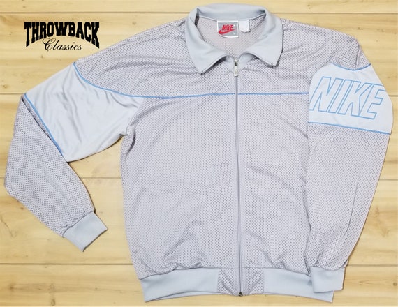 Vintage Nike 90s Mesh Zip Jacket Gray Tag Spell O… - image 1