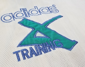 Vintage Adidas 90s Zip Sweatshirt Cross X Training Collared Sweater Blue White 3 Stripes - Mens Extra Large/2XL or Womens Oversized XL/2XL