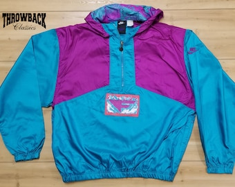 Vintage Nike 90s Flight Windbreaker Jacket Retro Logo Aquaberry Cotton Candy Colorway - Fits Like Mens Size Medium or Womens Oversized M/L