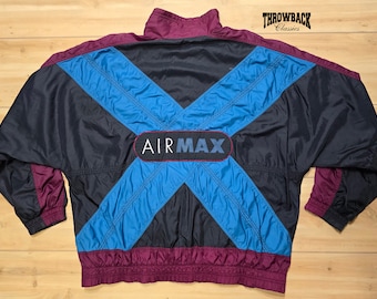 Vintage Nike 90s Air Max Kurtka Wiatrówka Rzadka Spellout Zip - Męski Rozmiar Bardzo Duży lub Damski Rozmiar Oversize XL