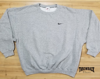 Vintage Nike 90s Crewneck Sweatshirt White Tag Retro Swoosh Travis Scott Clothing Style - Mens Size Large or Womens Oversized L/XL