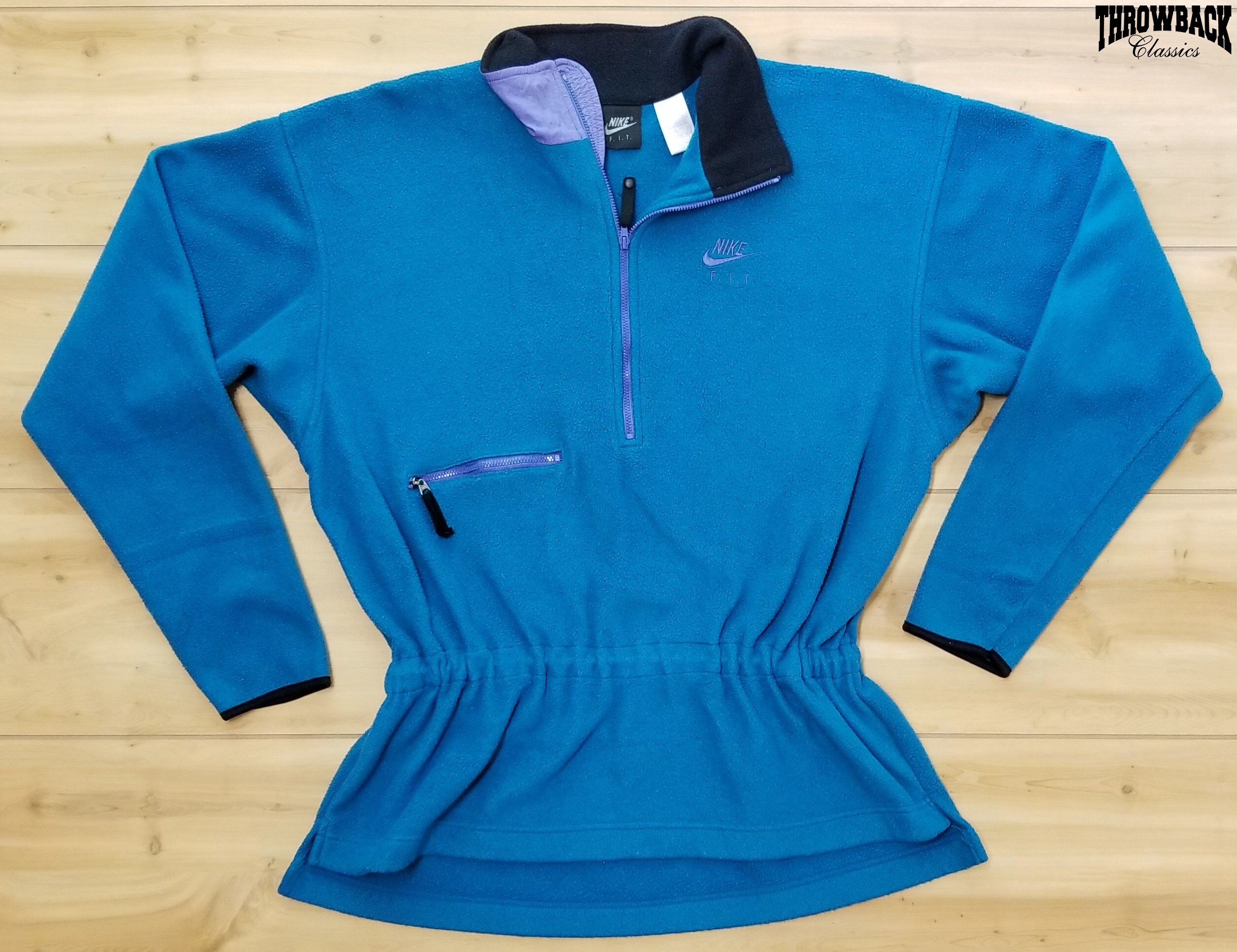 Nike Fleece Jacket 90's Zip up Snowboard Jacket Ski Sweater Winter Fleece  Jumper Women Vintage Clothing Blue Fleece Size Medium 