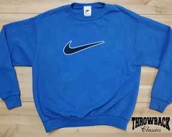 Vintage Nike 90s Crewneck Sweatshirt White Tag Retro Big Swoosh Pullover Sweater - Fits Like Womens Small / XS or Mens Undersize S/XS