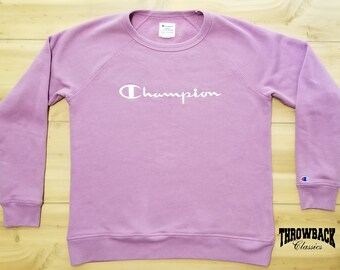 Champion Embroidered Spell Out Pullover Crewneck Pink Sweatshirt - Womens Size Medium
