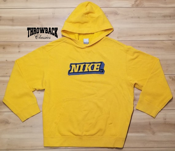 Vintage Nike Y2K Sweatshirt Hoodie 2000s Silver Tag Spell Out Mini Swoosh Logo Fits Like Mens Undersized Medium or Womens Oversized Small Etsy UK