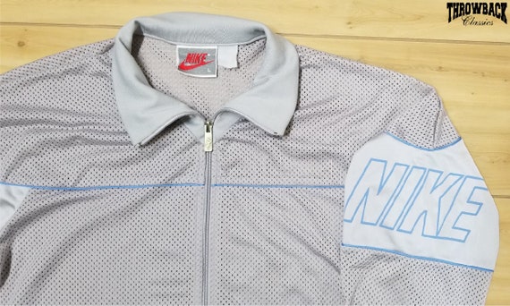Vintage Nike 90s Mesh Zip Jacket Gray Tag Spell O… - image 4