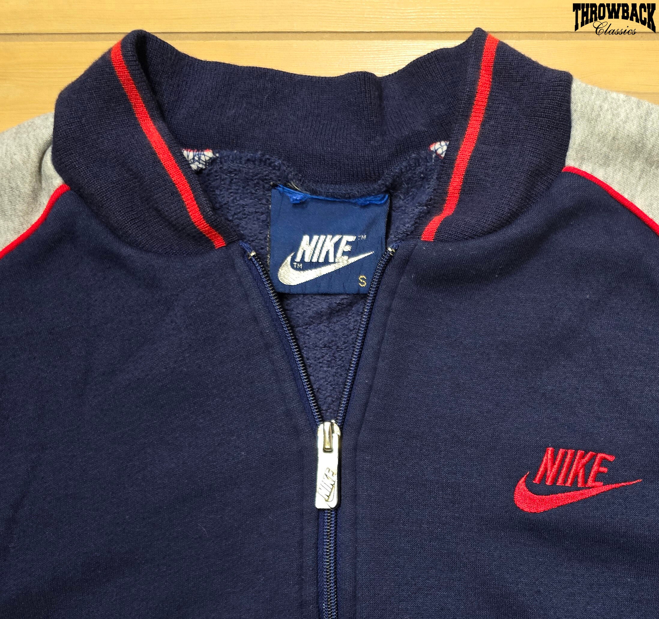 Vintage Nike 80s Track Sweatshirt Jacket Retro Blue Tag Zip