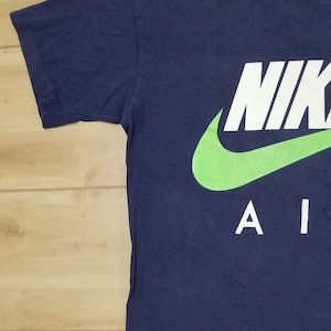 Vintage Nike Air 90s Tee Shirt Gray Tag Retro Spellout Fits Like Mens Size Small/Medium or Womens Oversize S/M image 2