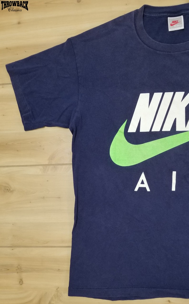 Vintage Nike Air 90s Tee Shirt Gray Tag Retro Spellout Fits Like Mens Size Small/Medium or Womens Oversize S/M image 2