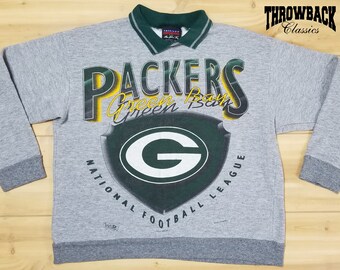 Vintage 90s Green Bay Packers Sweatshirt Retro Collared Magic Johnson T's NFL Football Wisconsin - Mens Size Large or Womens Oversize L