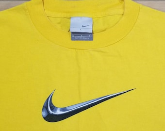 Vintage Nike Tee Shirt 2000s Y2k Silver Tag Chrome Center Swoosh