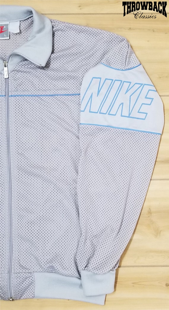 Vintage Nike 90s Mesh Zip Jacket Gray Tag Spell O… - image 3