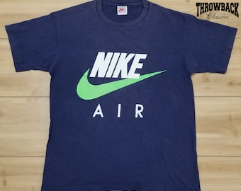 Vintage Nike Air 90s Tee Shirt Gray Tag Retro Spellout  - Fits Like Mens Size Small/Medium or Womens Oversize S/M