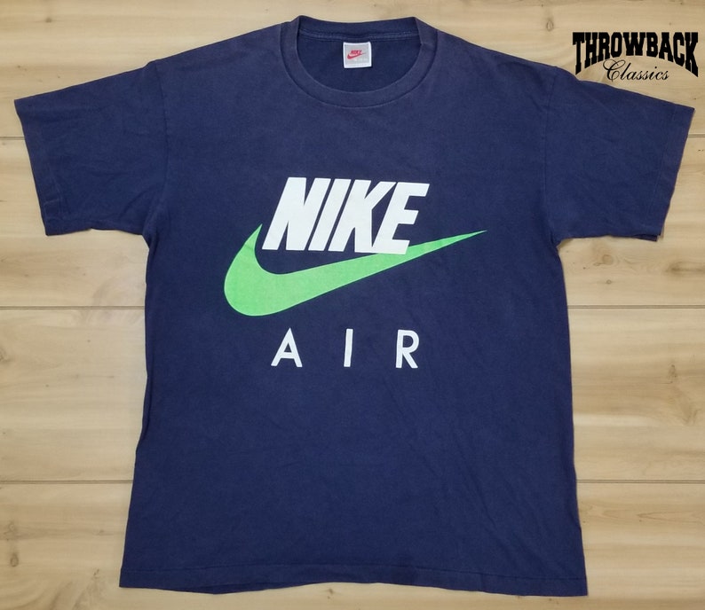 Vintage Nike Air 90s Tee Shirt Gray Tag Retro Spellout Fits Like Mens Size Small/Medium or Womens Oversize S/M image 1