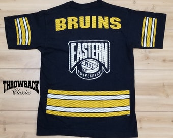 Vintage Boston Bruins 90s Tee Shirt All Over Print Front Back NHL Hockey Salem Sportswear - Fits Like Mens Size Small or Womens Oversize S/M