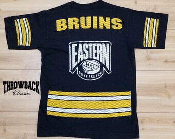 Vintage Boston Bruins 90s Tee Shirt All Over Print Front Back NHL Hockey Salem Sportswear - Fits Like Mens Size Small or Womens Oversize S/M