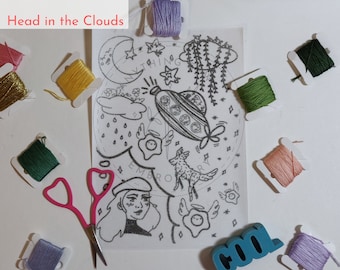 PDF DIY Embroidery Flash Sheet- Head in the Clouds edition!