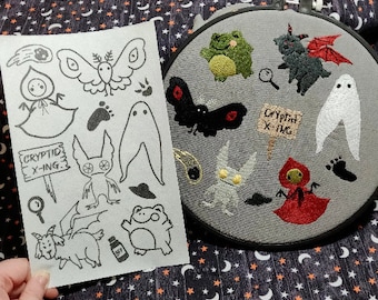 PDF DIY Embroidery Flash Sheet Cryptid Edition!