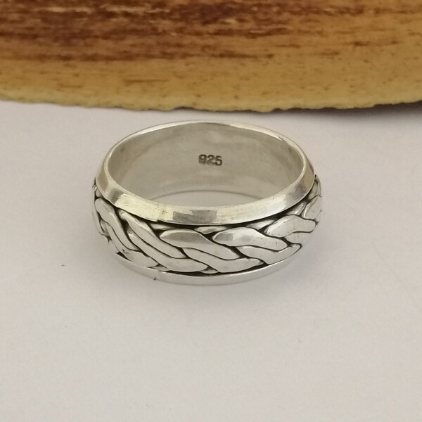 Bague tournante en argent sterling avec torsion