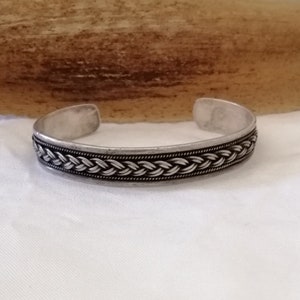 Berber Silver Cuff with Double Silver Plait