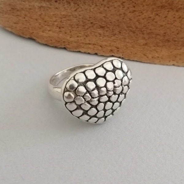 Bague coeur pavé en argent sterling